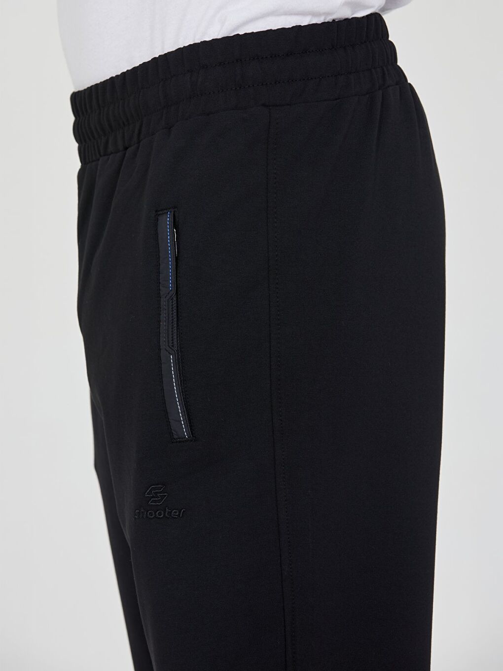 Siyah Erkek Eşofman Altı Fermuarlı Cepli Slim Fit Paça Ribanalı Spor Eşofman-6
