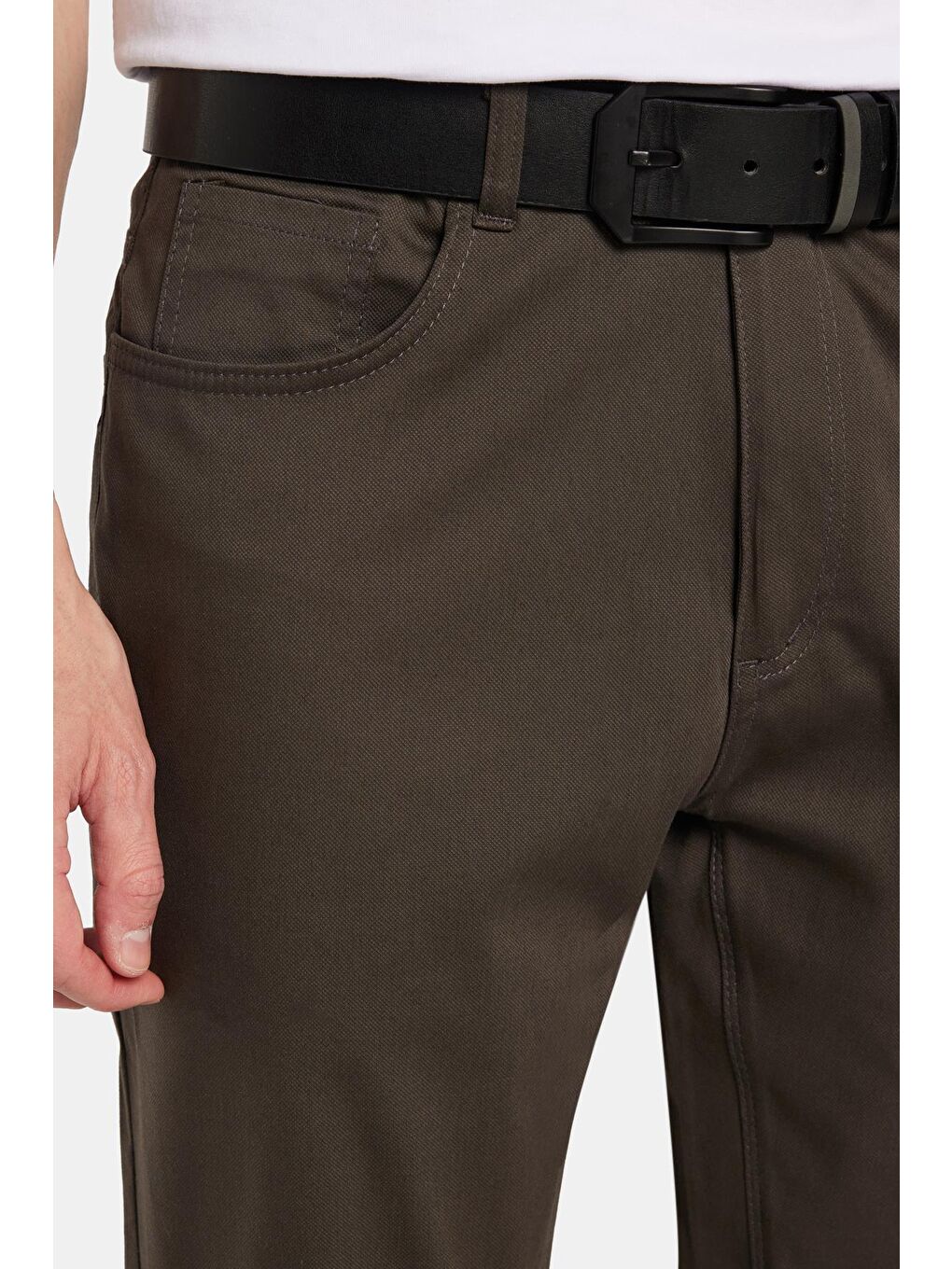 Erkek Regular Fit Rahat Kesim Mevsimlik Kanvas Haki Pantolon-1