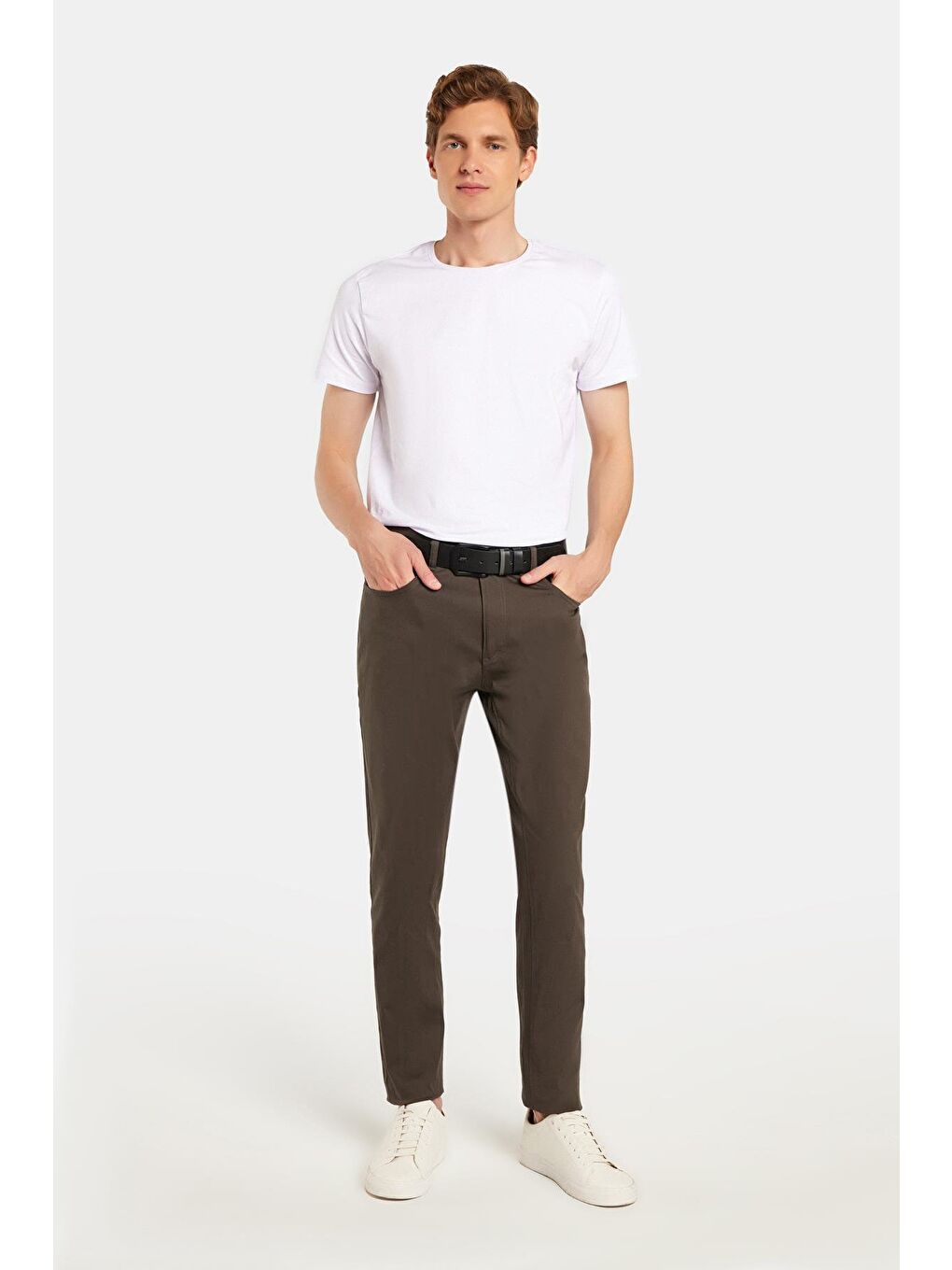 Erkek Regular Fit Rahat Kesim Mevsimlik Kanvas Haki Pantolon-2