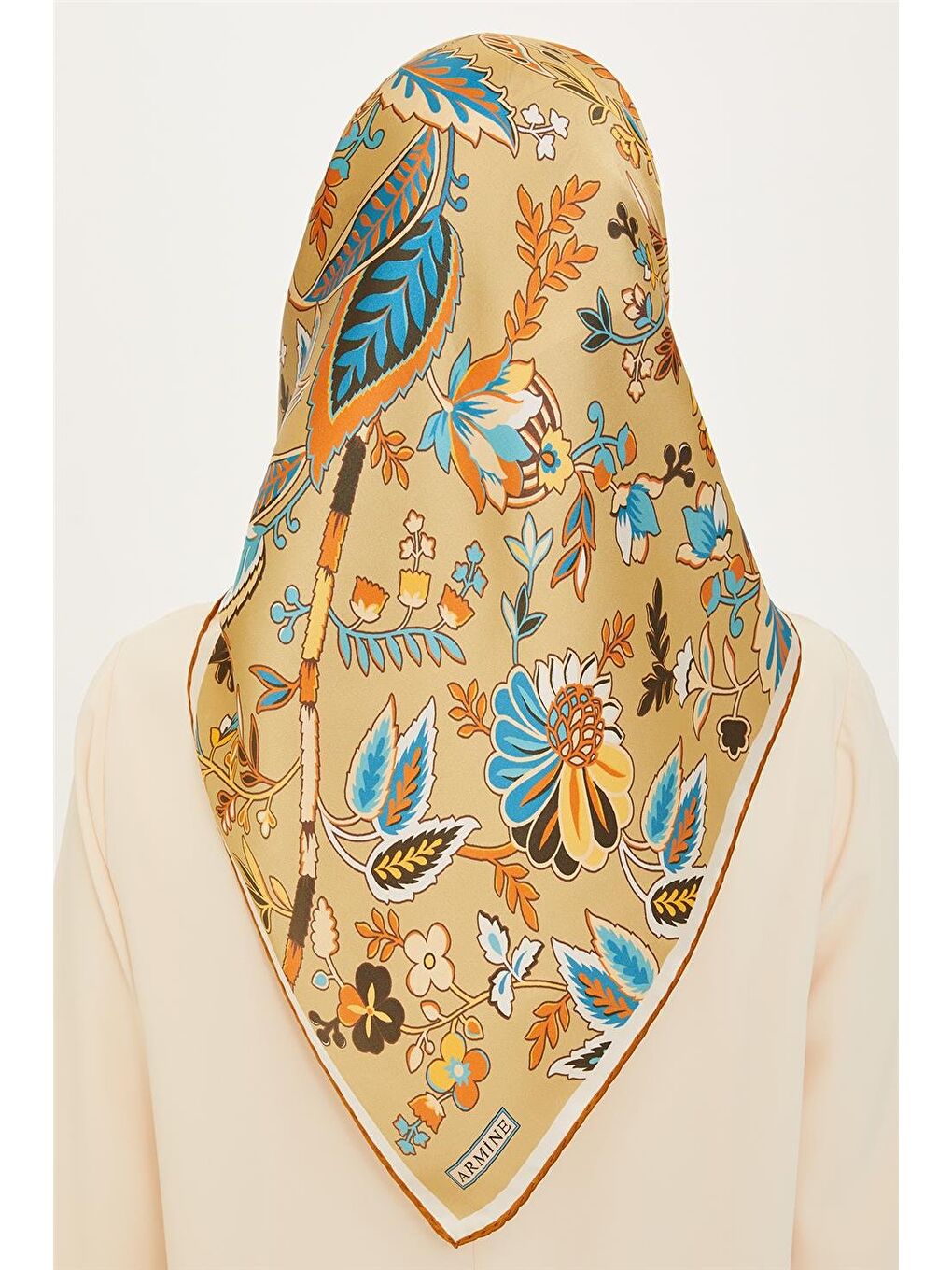 Karışık Çiçek Desenli Twill Saf İpek Eşarp 9227D 37-3