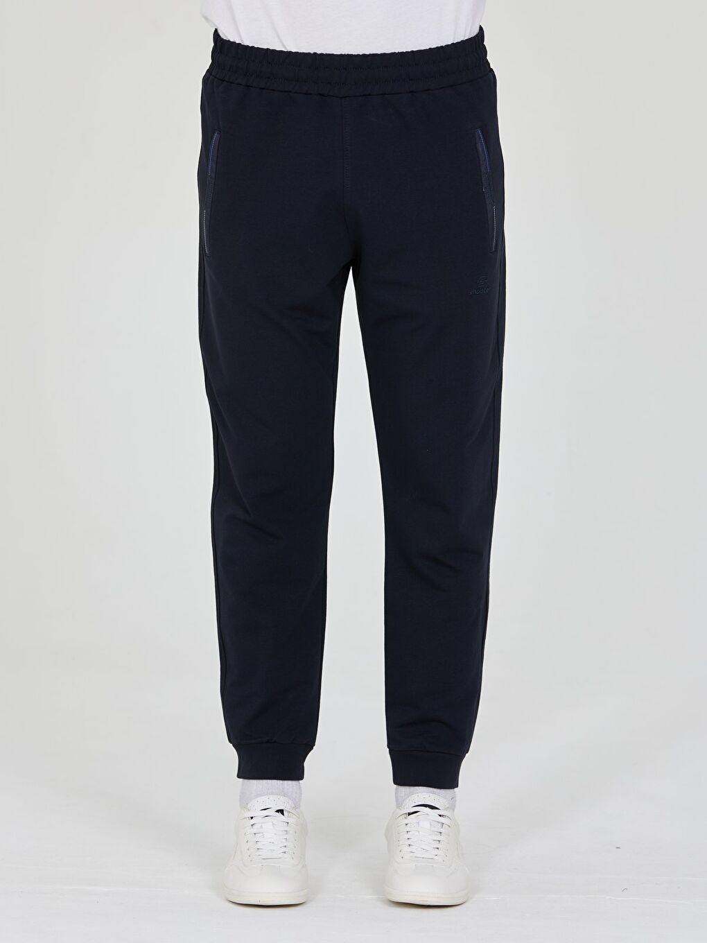 Lacivert Erkek Eşofman Altı Fermuarlı Cepli Slim Fit Paça Ribanalı Spor Eşofman-2