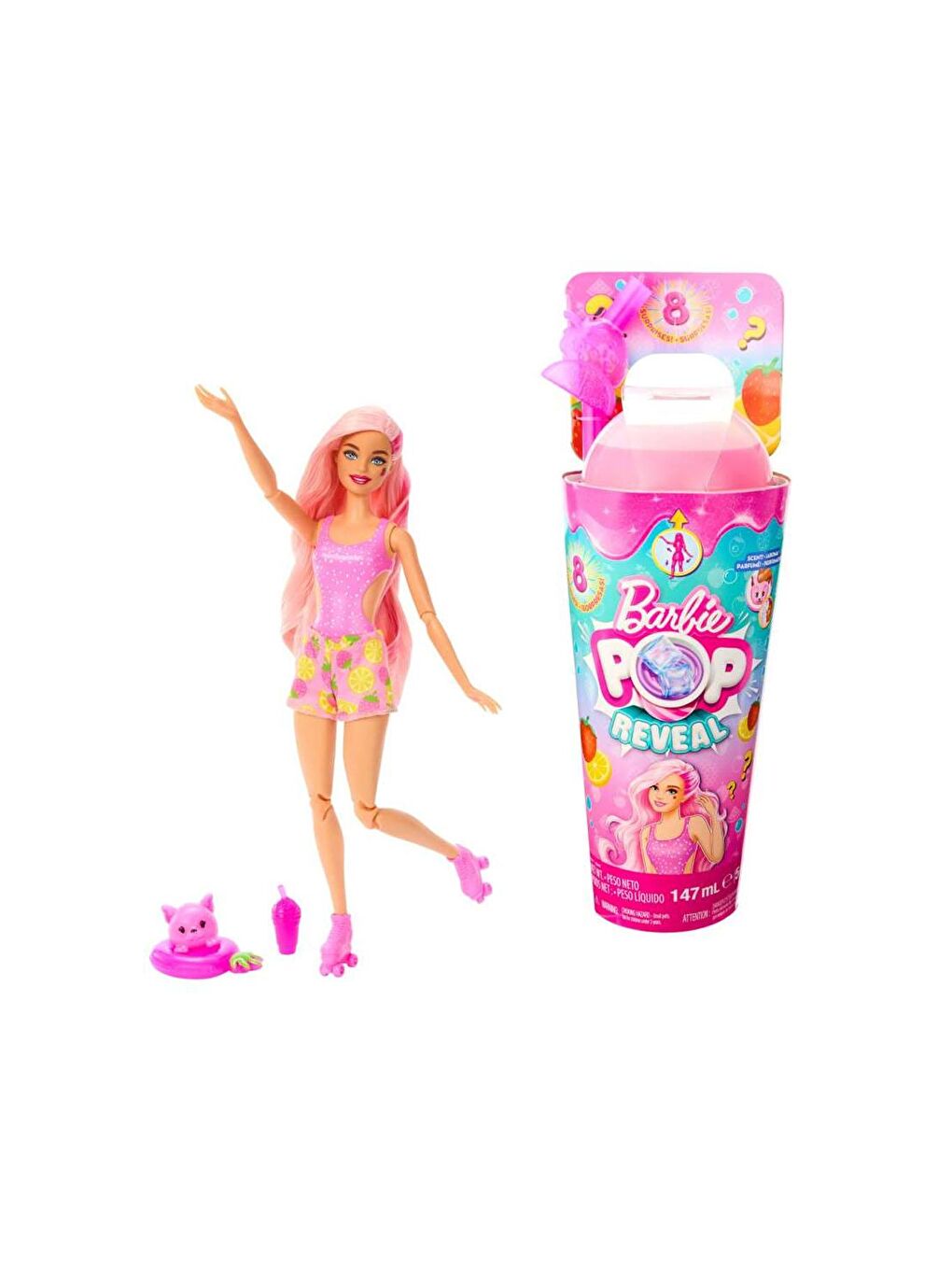 BARBIE Beyaz-Renklibaskı Pop Reveal Meyve Serisi NW41