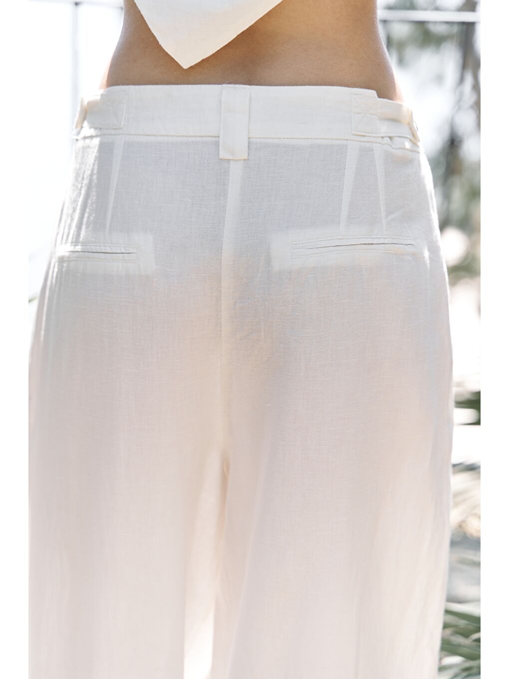 Alidah Pileli Ekru Bol Paça Pantolon-7