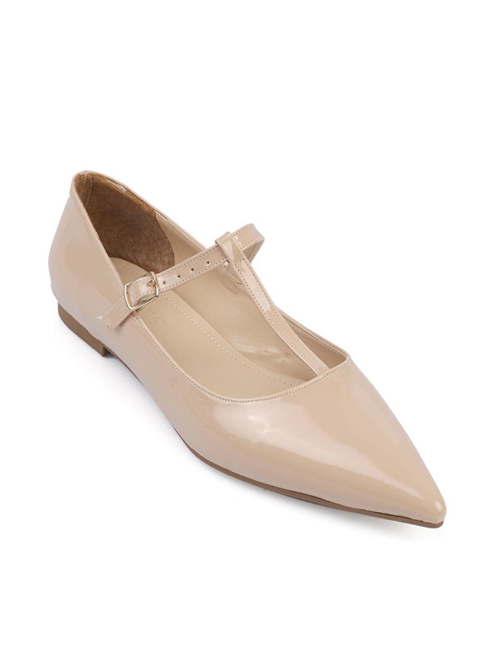 Bej Sivri Burunlu T Bantlı Kadın Babet-1