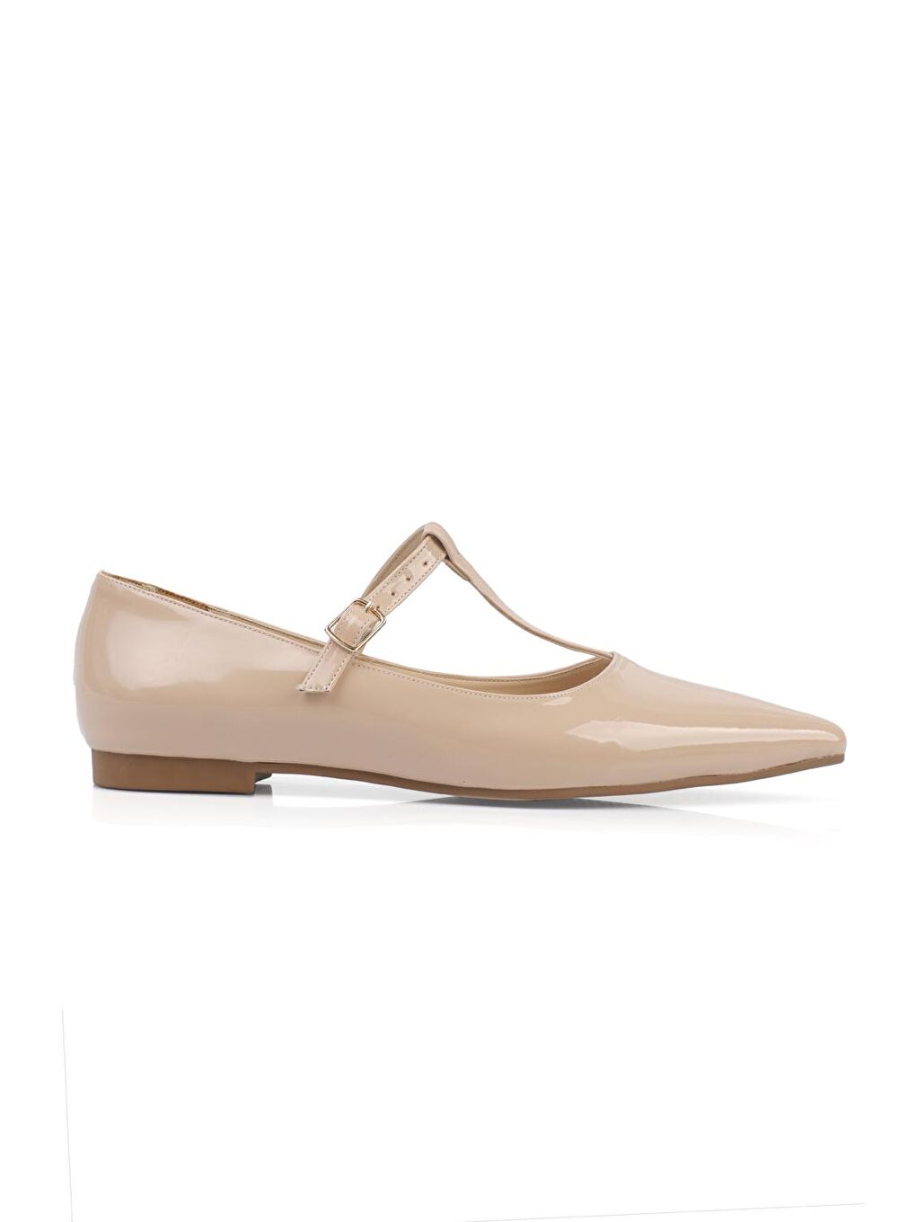 Bej Sivri Burunlu T Bantlı Kadın Babet-2