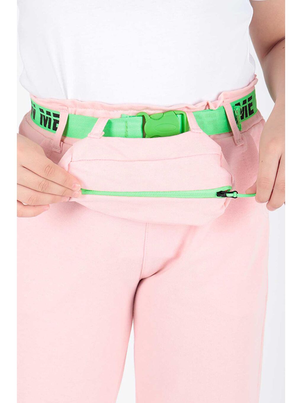 Pembe Kids Kız Çantalı Eşofman Altı Cepli Bağcıklı Lastikli Dar Paça Pamuklu Eşofman Altı Ak722547-1