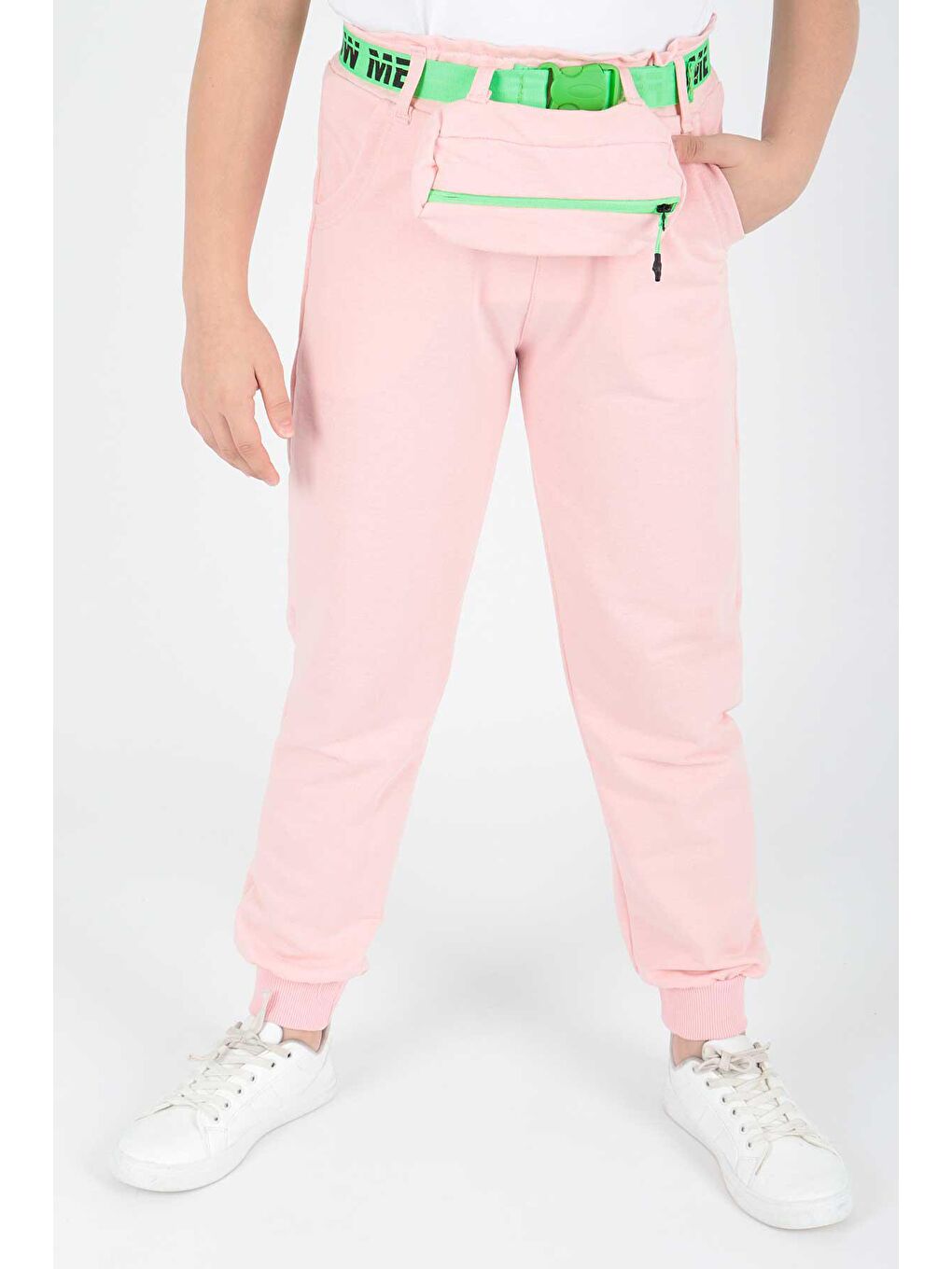 Pembe Kids Kız Çantalı Eşofman Altı Cepli Bağcıklı Lastikli Dar Paça Pamuklu Eşofman Altı Ak722547-2