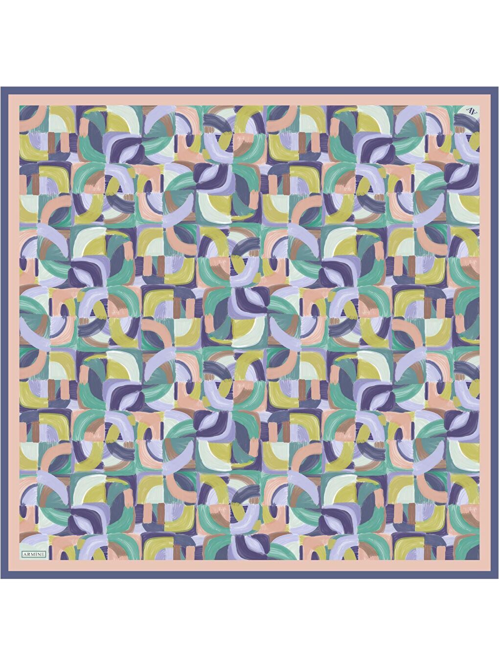 Karışık Soyut Desenli Saf İpek Twill Eşarp 9329 05-1