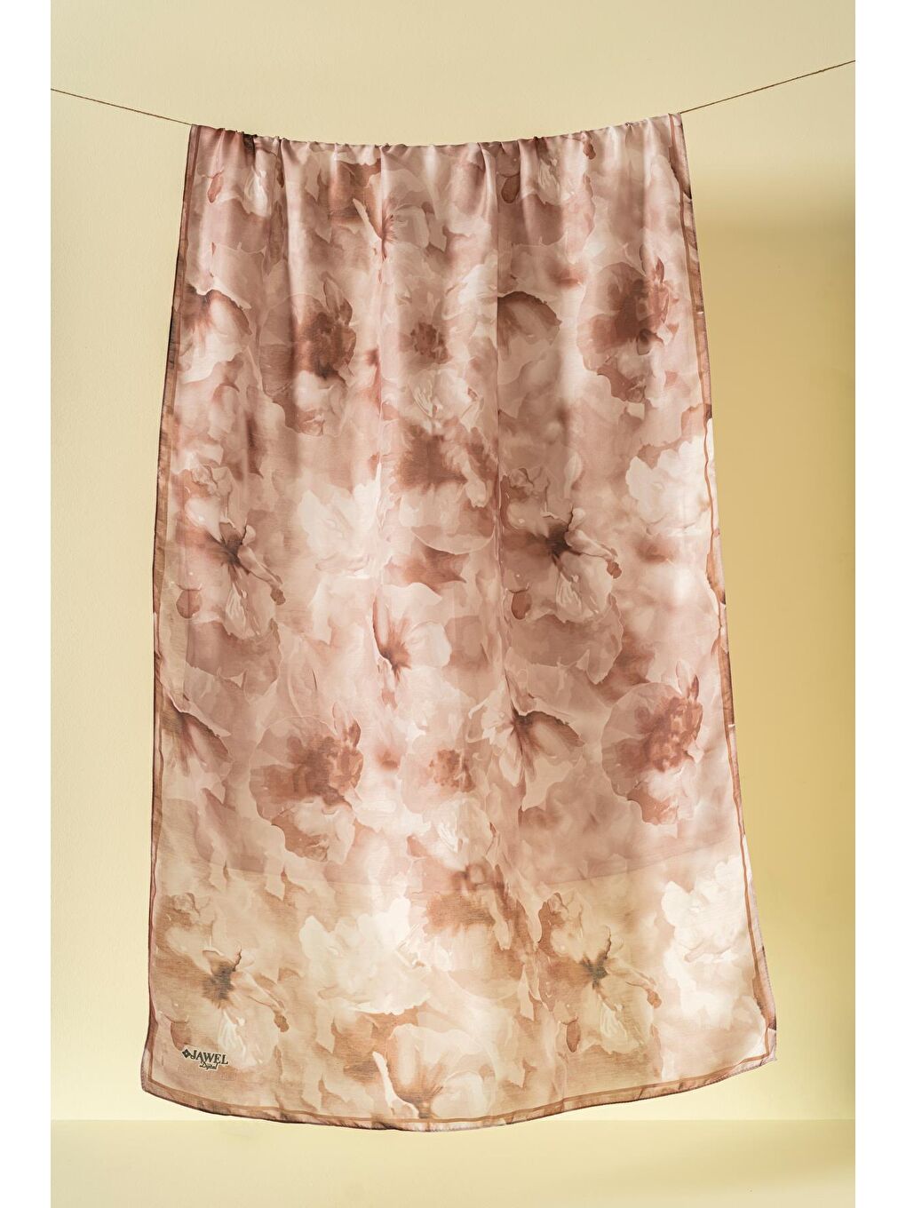 Bej Kadın Desenli Aquarelle Soft Şal-3