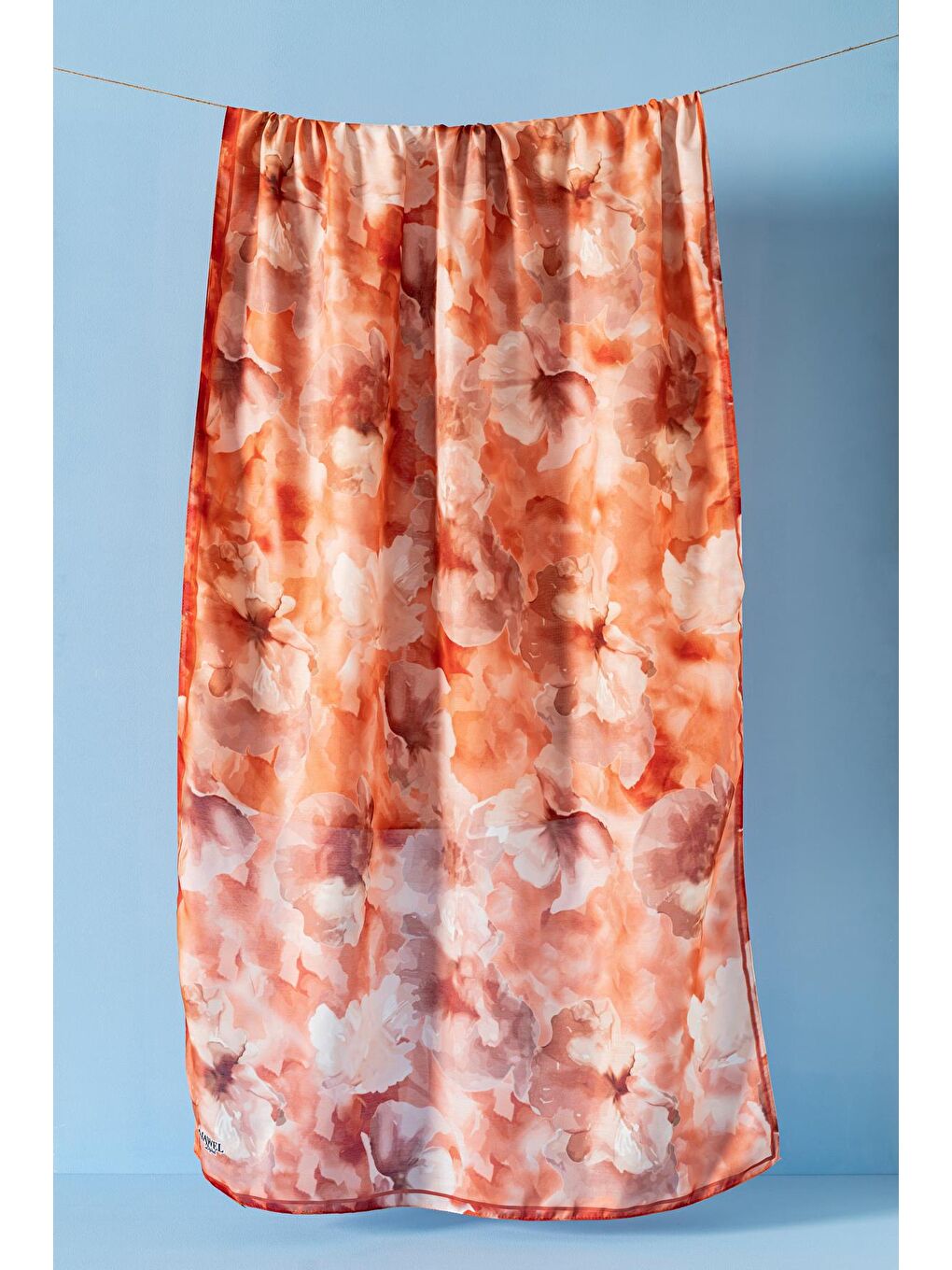 Turuncu Kadın Desenli Aquarelle Soft Şal-3