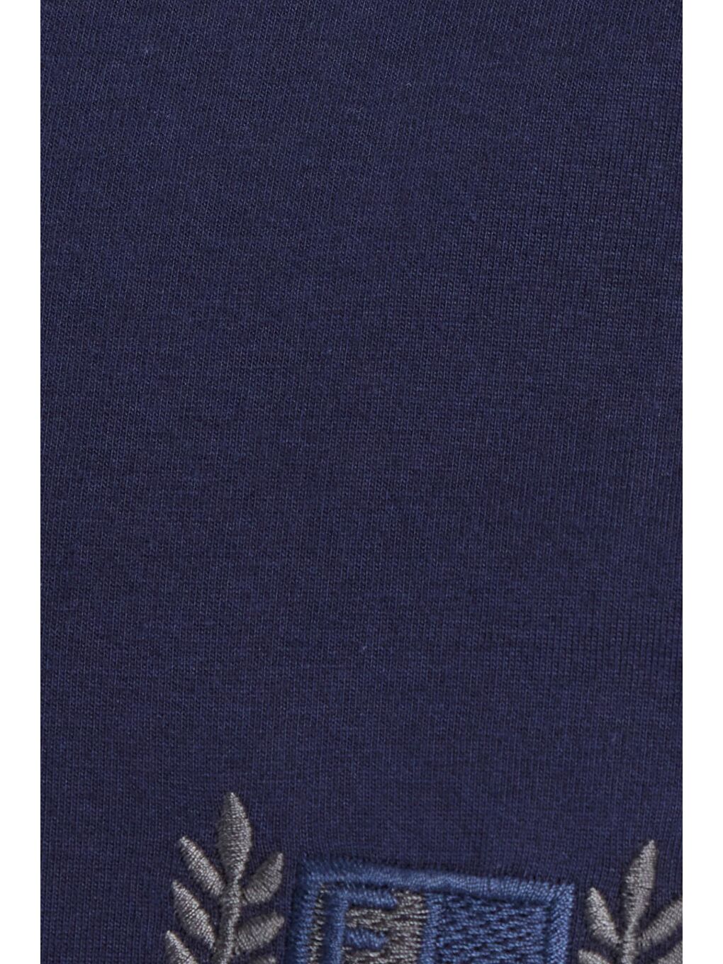 Erkek Standart Fit %100 Pamuk Bisiklet Yaka Beli Lastikli Lacivert Pijama Takımı-5