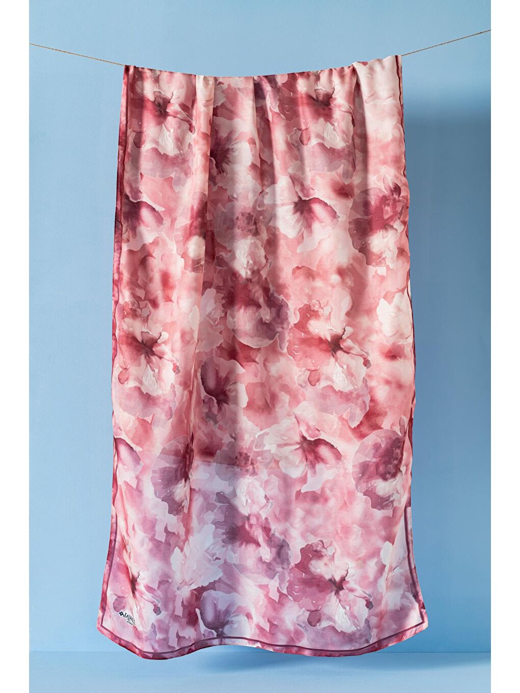 Bordo Kadın Desenli Aquarelle Soft Şal-3