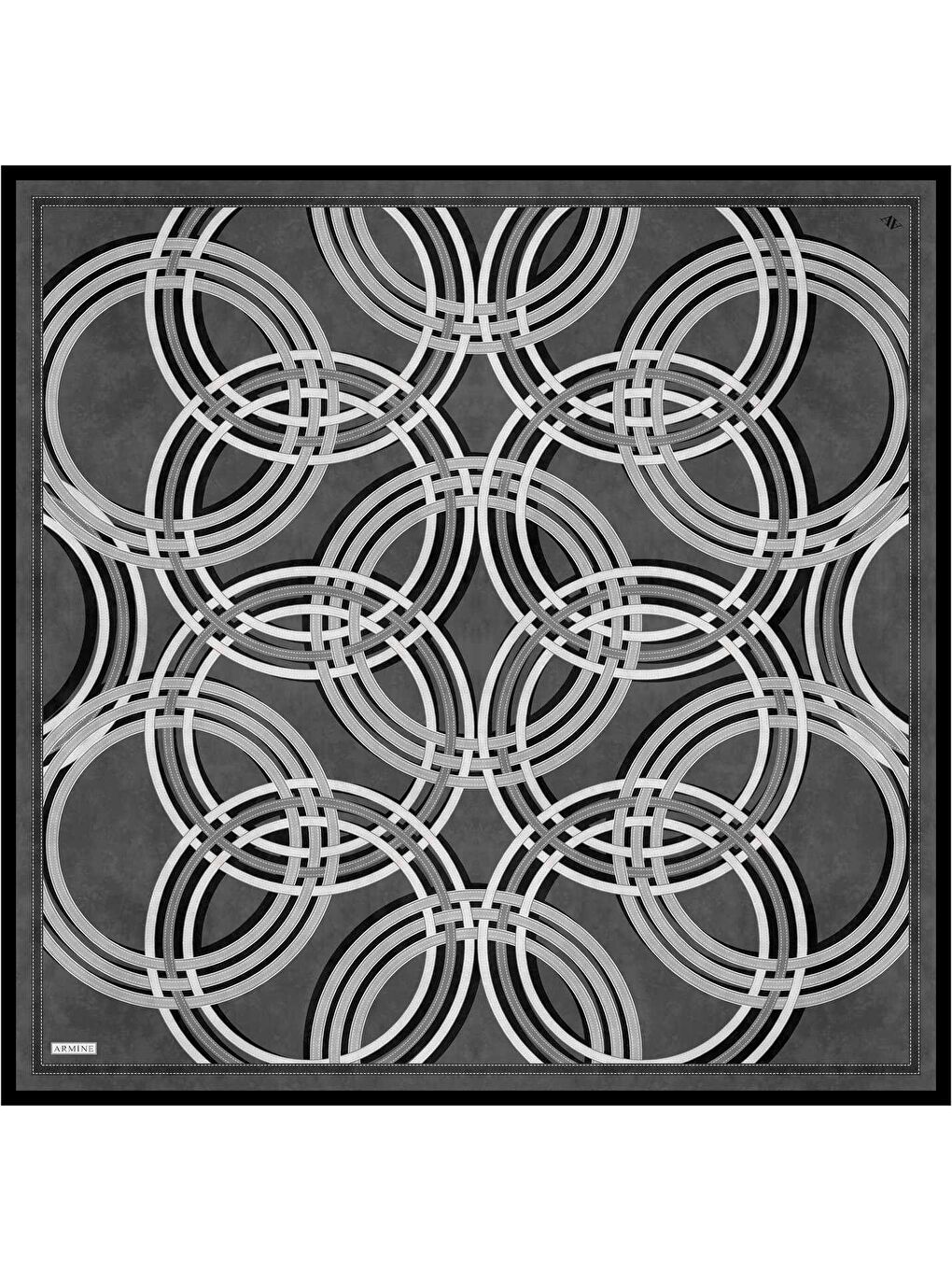 Kahverengi Soyut Desenli Saf İpek Sura Eşarp 9333 85-3