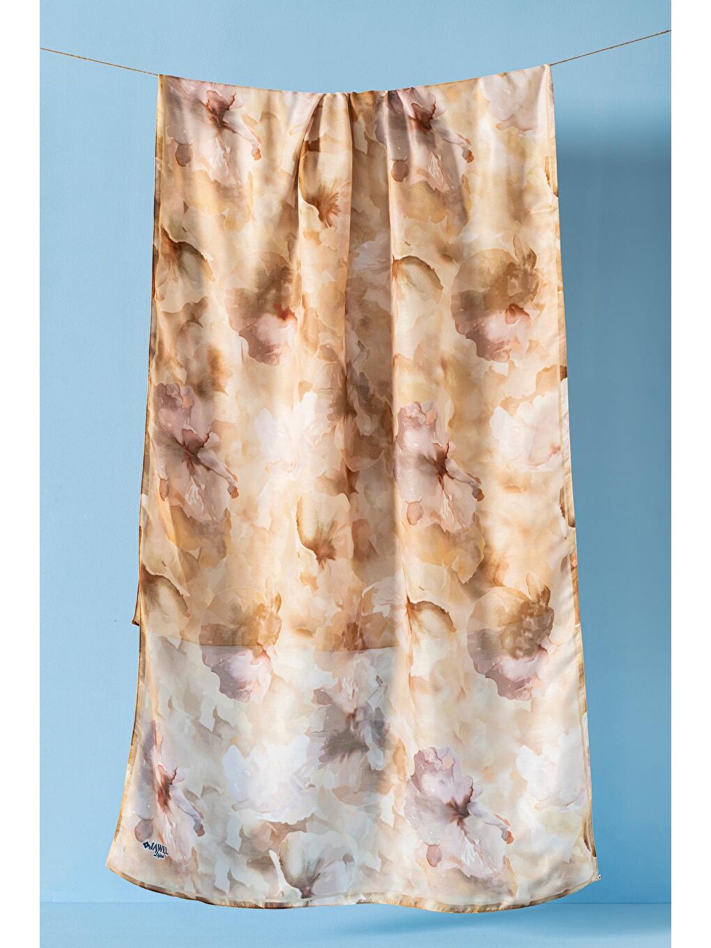 Sarı Kadın Desenli Aquarelle Soft Şal-3