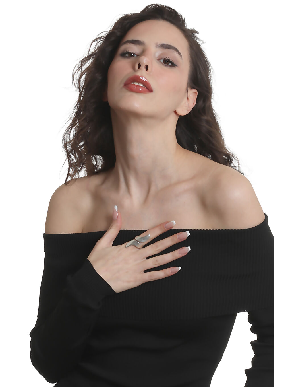 Gri Kadın Antik Gümüş Kaplama Dolama Formlu Ayarlanabilir Splash Yüzük-7