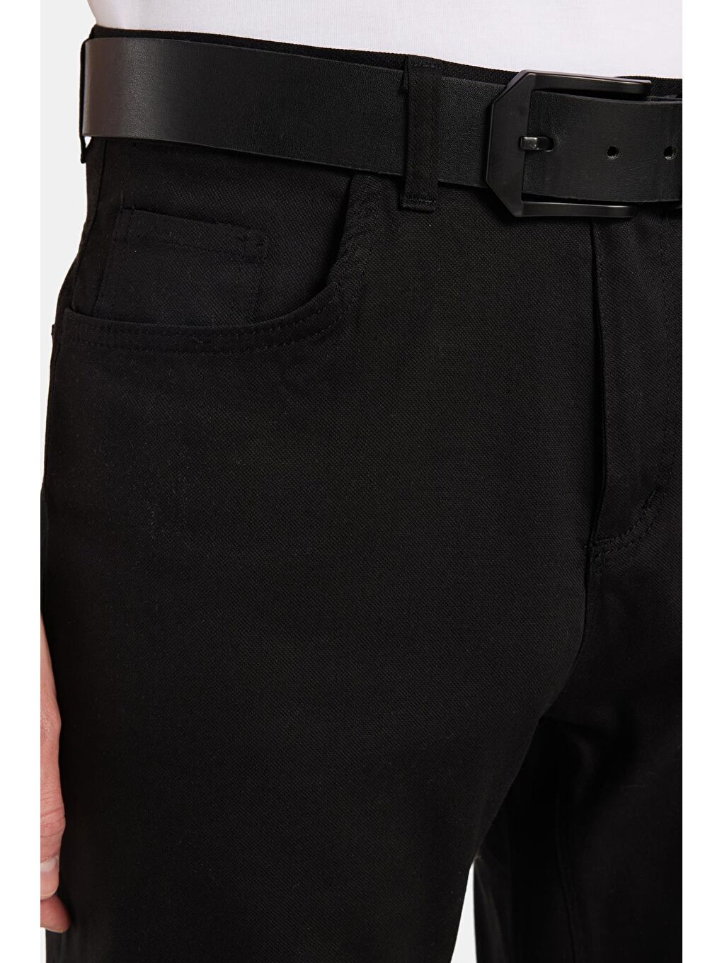 Erkek Regular Fit Rahat Kesim Mevsimlik Kanvas Siyah Pantolon-1