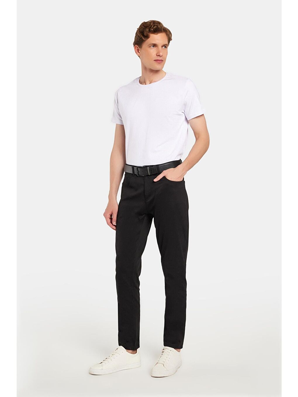 Erkek Regular Fit Rahat Kesim Mevsimlik Kanvas Siyah Pantolon-3