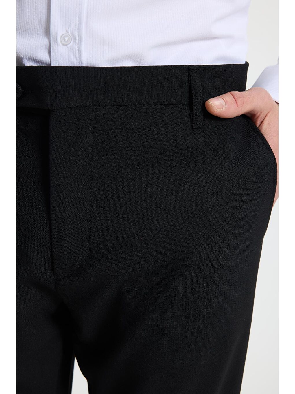 Erkek Slim Fit Dar Kesim Esnek Yan Cepli Bilek Boy Canvas Kesim Siyah Pantolon-2
