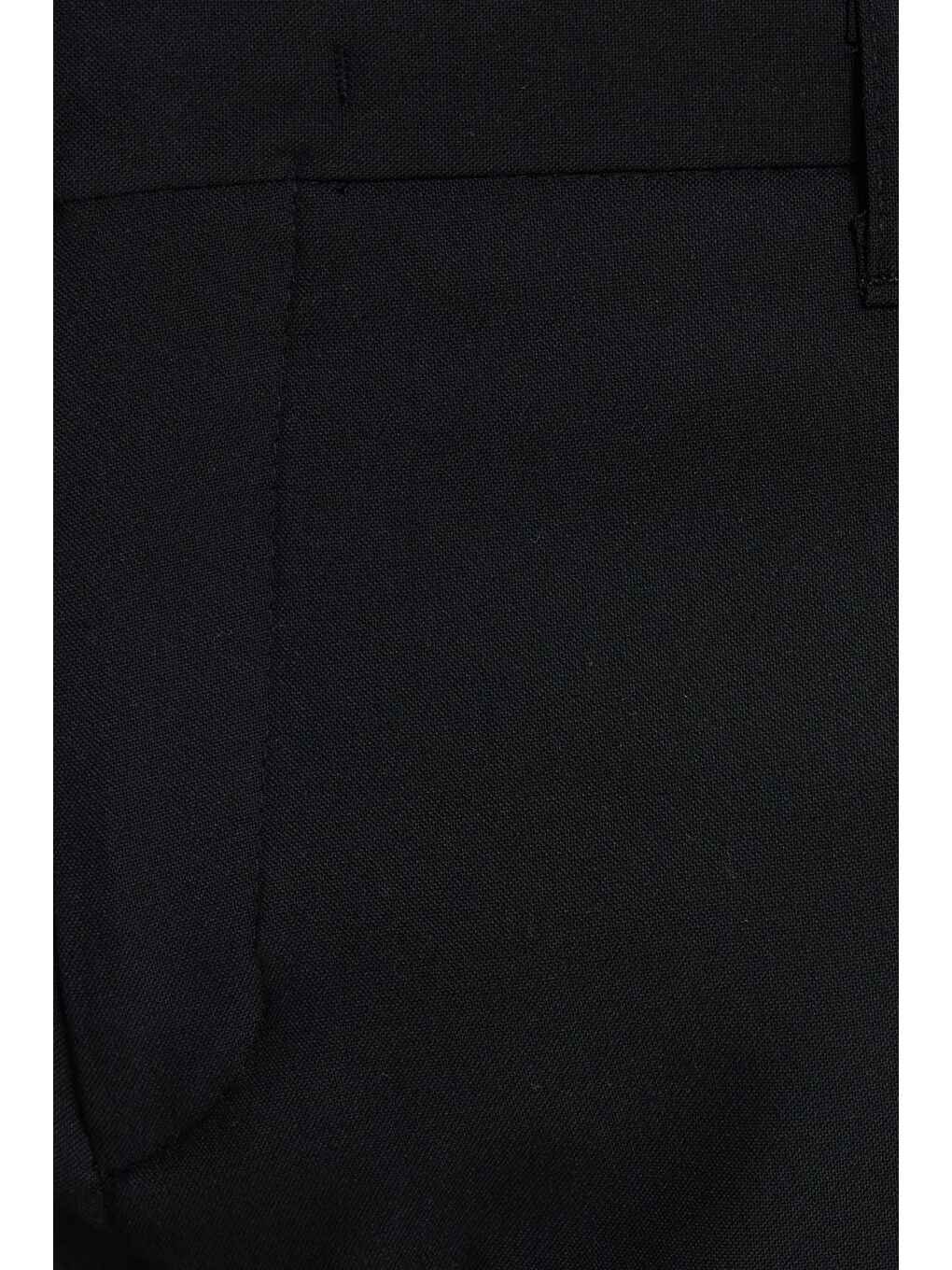 Erkek Slim Fit Dar Kesim Esnek Yan Cepli Bilek Boy Canvas Kesim Siyah Pantolon-5