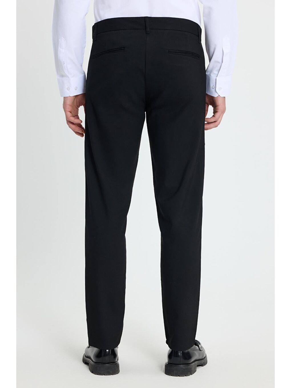 Erkek Slim Fit Dar Kesim Esnek Yan Cepli Bilek Boy Canvas Kesim Siyah Pantolon-6