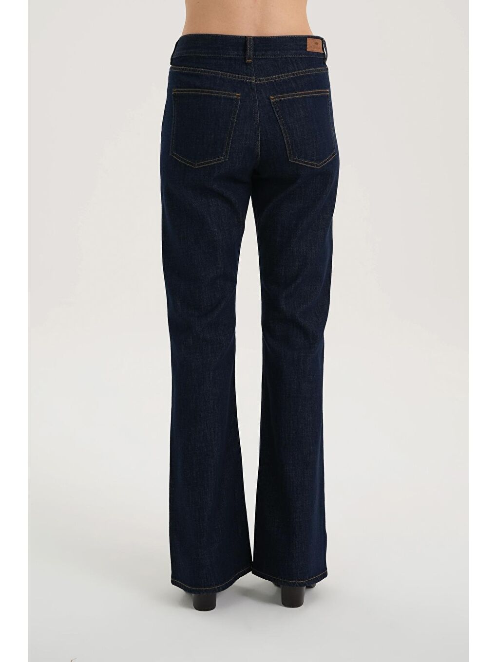 Aurora Koyu Mavi Yüksek Bel Flare Fit Patı Fermuarlı Pantolon Jean C 4528-036-3