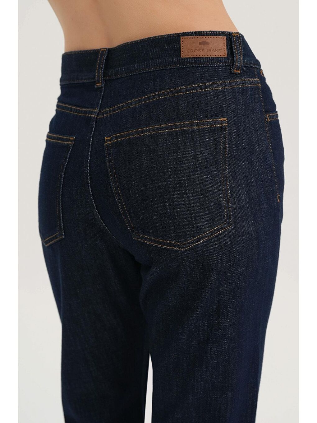 Aurora Koyu Mavi Yüksek Bel Flare Fit Patı Fermuarlı Pantolon Jean C 4528-036-4