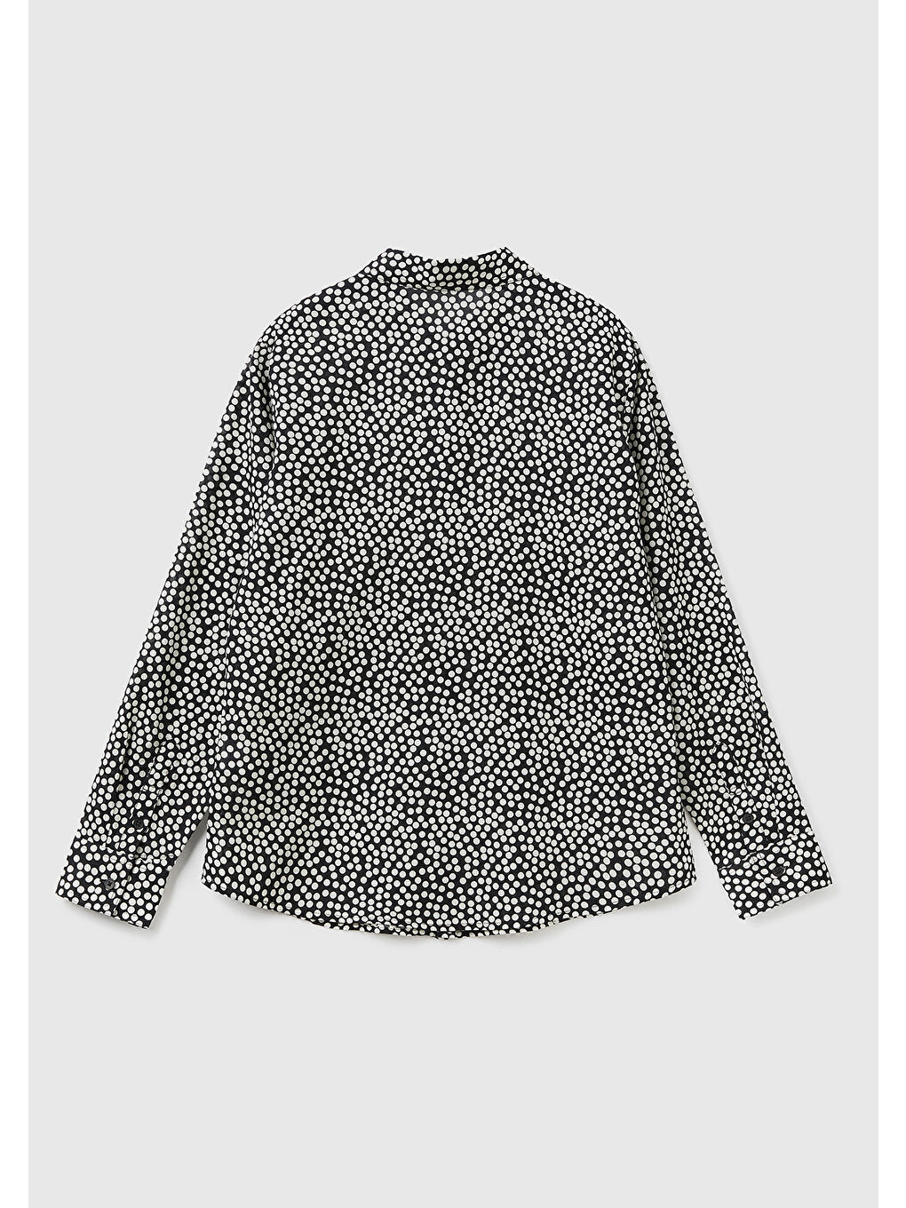 Kadın Siyah Beyaz Çiçekli Desenli Pamuk Gömlek-3