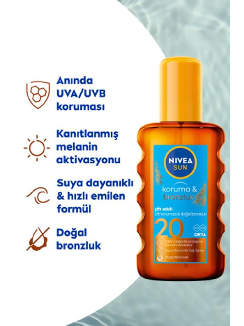 NIVEA Şeffaf Sun Spf20 Koruma & Bronzluk Güneş Yağı 200 ml Sprey, Güneş Koruyucu Ve Doğal Bronzlaştırıcı - 1