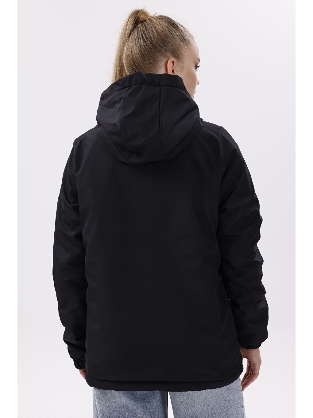 Siyah Kadın Kürklü Su Ve Rüzgar Geçirmez Kapüşonlu Kışlık Mont & Kaban & Parka-5