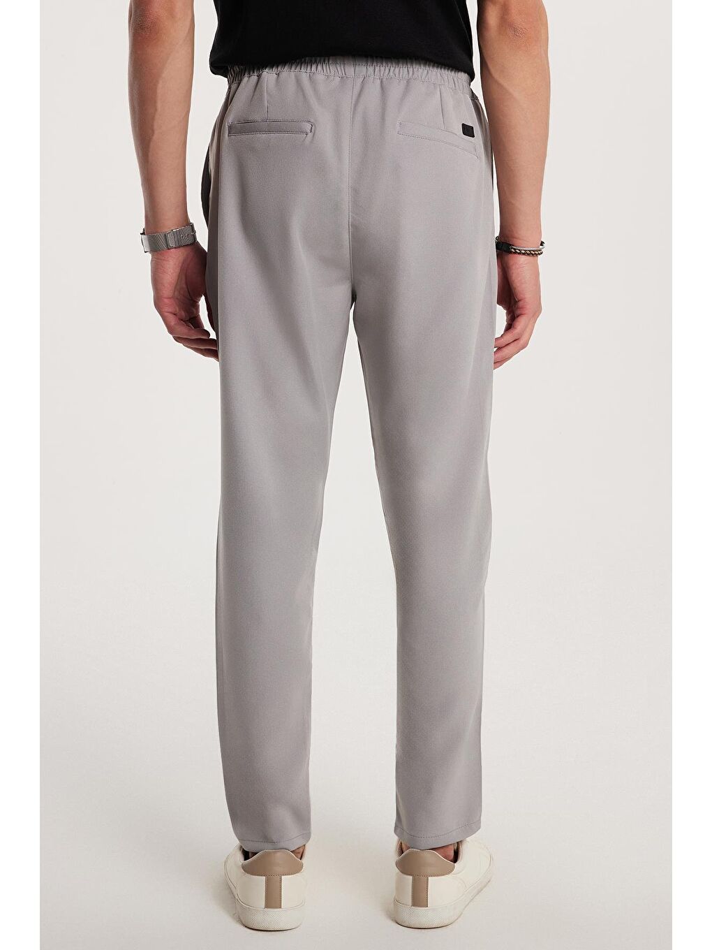Erkek Regular Fit Beli Lastikli Bağcıklı Jogger Gri Pantolon Rahat Kesim Yan Cepli-2