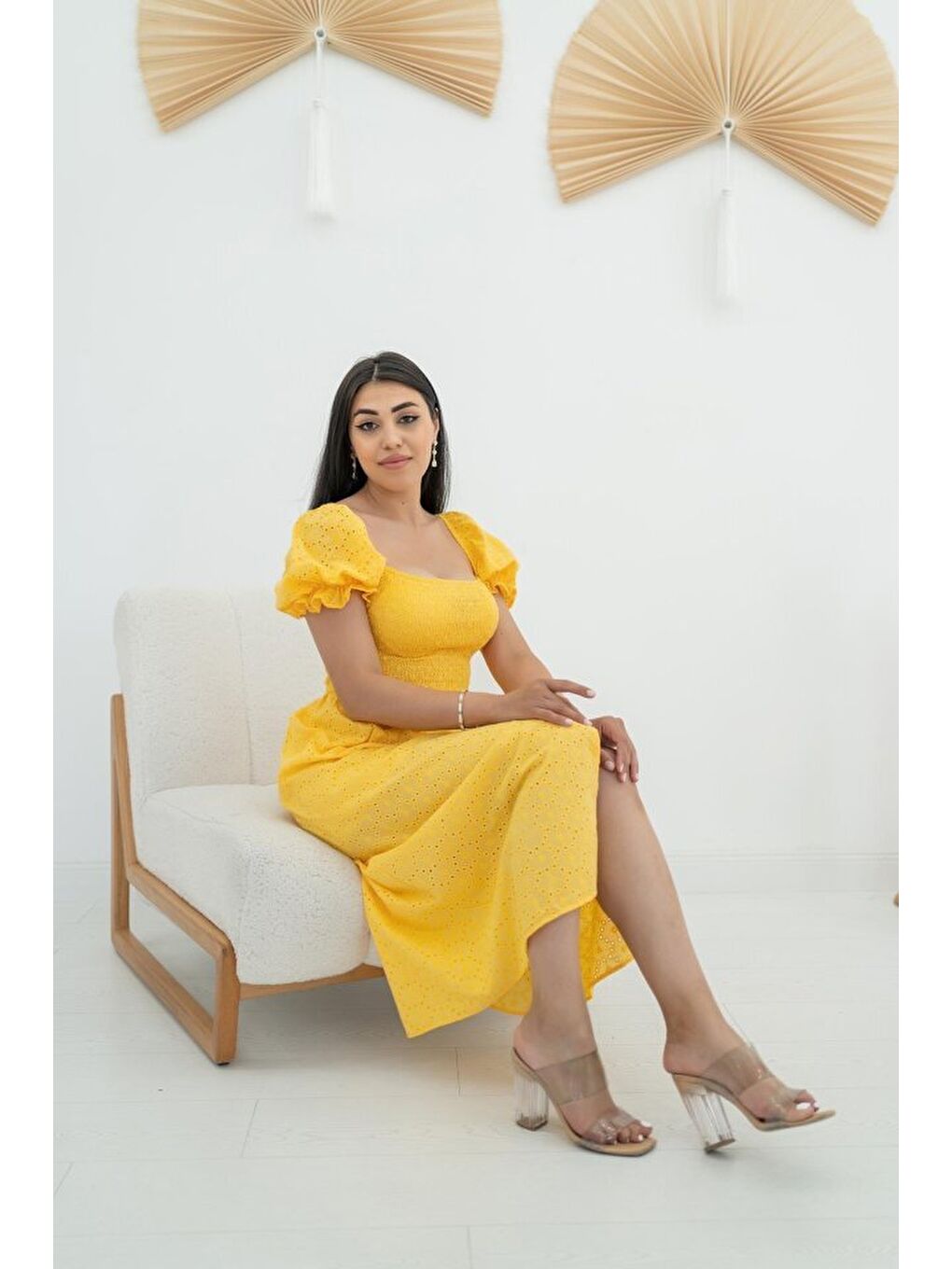 Sarı Tokalı Fisto Elbise-2