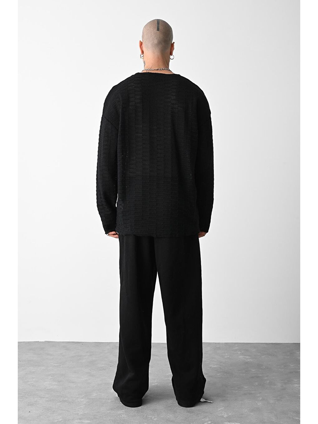 Siyah Oversize Triko Kazak-2