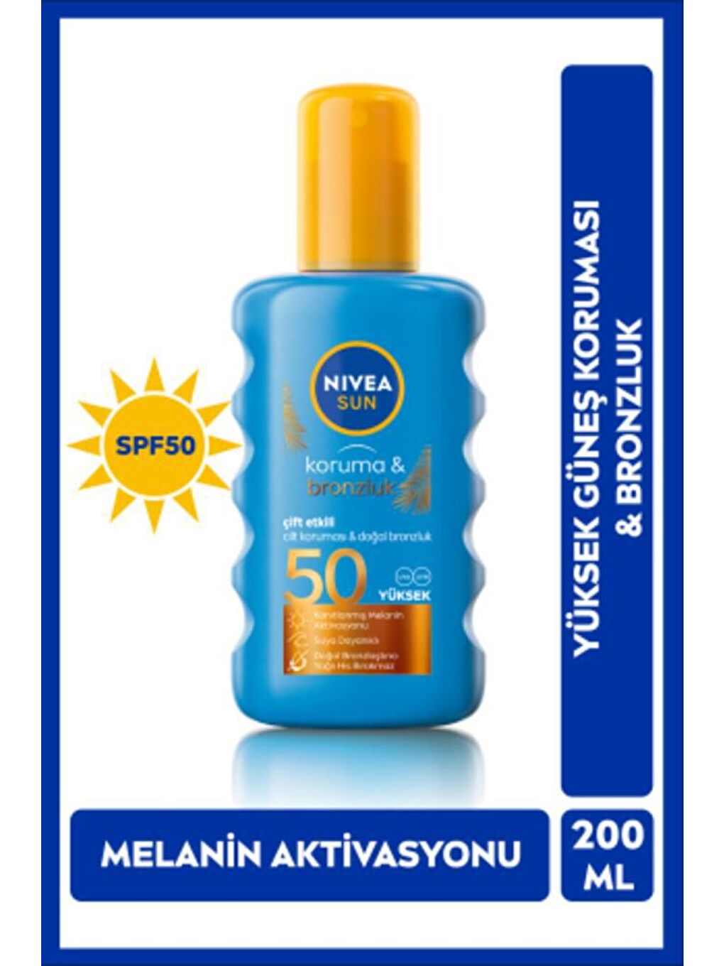 NIVEA Şeffaf Sun Bronzlaştırıcı Güneş Kremi Spf50 200 ml Sprey, Çok Yüksek Güneş Koruyucu, Uva Uvb