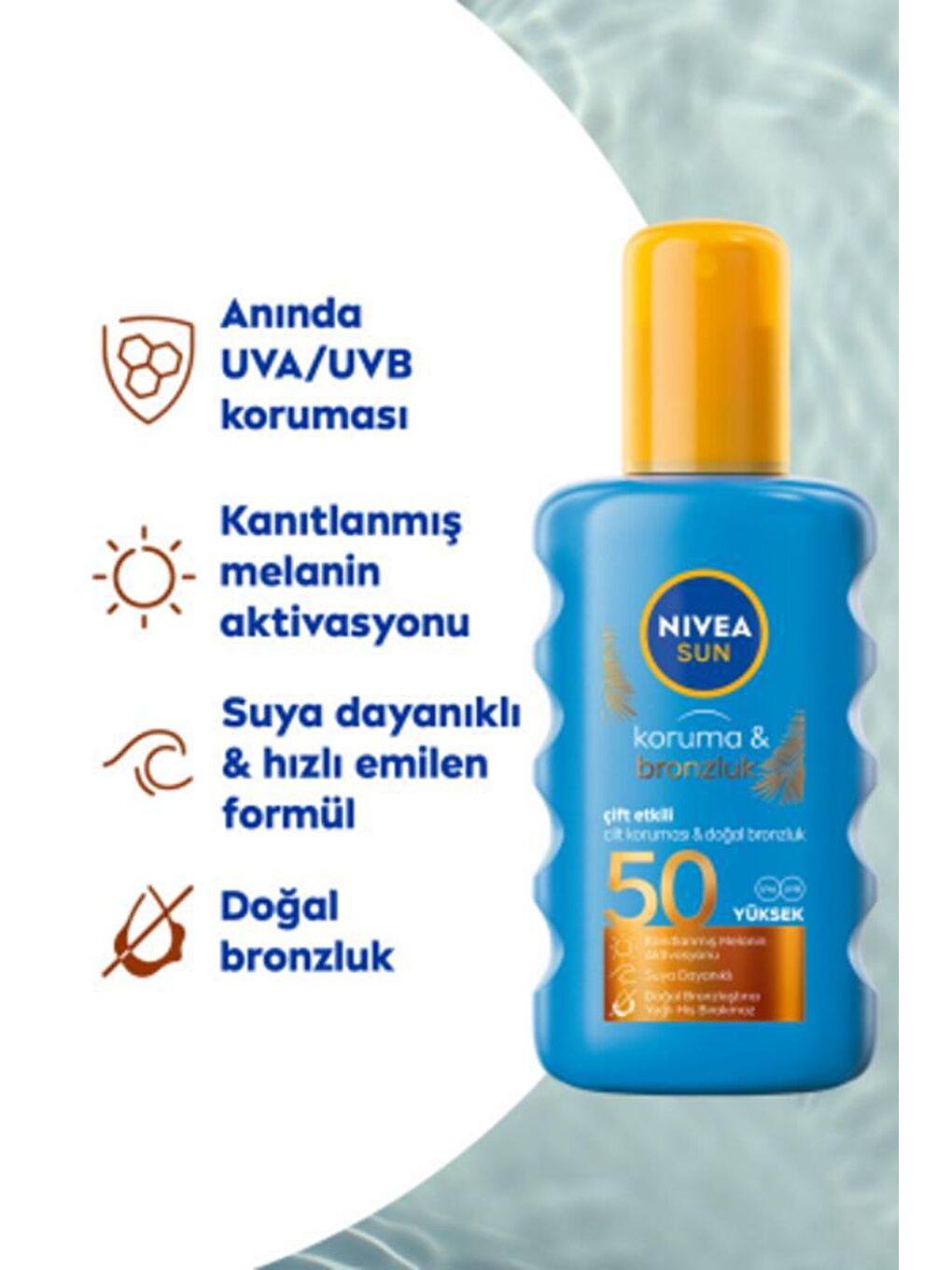 NIVEA Şeffaf Sun Bronzlaştırıcı Güneş Kremi Spf50 200 ml Sprey, Çok Yüksek Güneş Koruyucu, Uva Uvb - 1