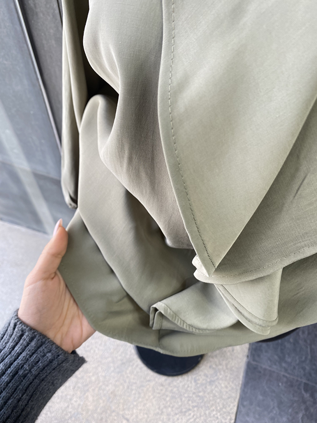 Yeşil Büyük Beden Önü Fırfırlı Modal Bluz Gömlek-3