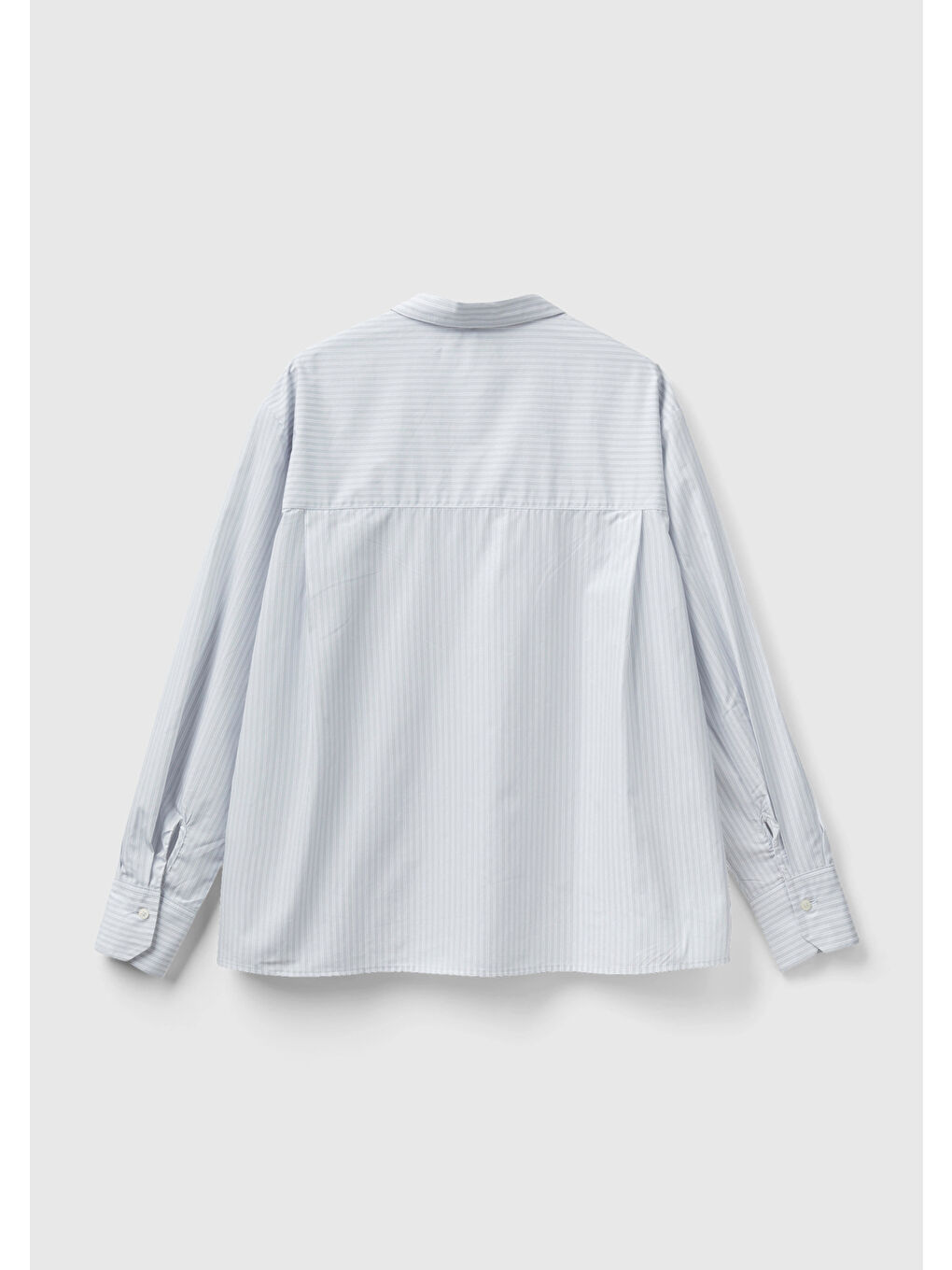 Kadın Soluk Mavi 100 Pamuk Çizgili Gömlek-3