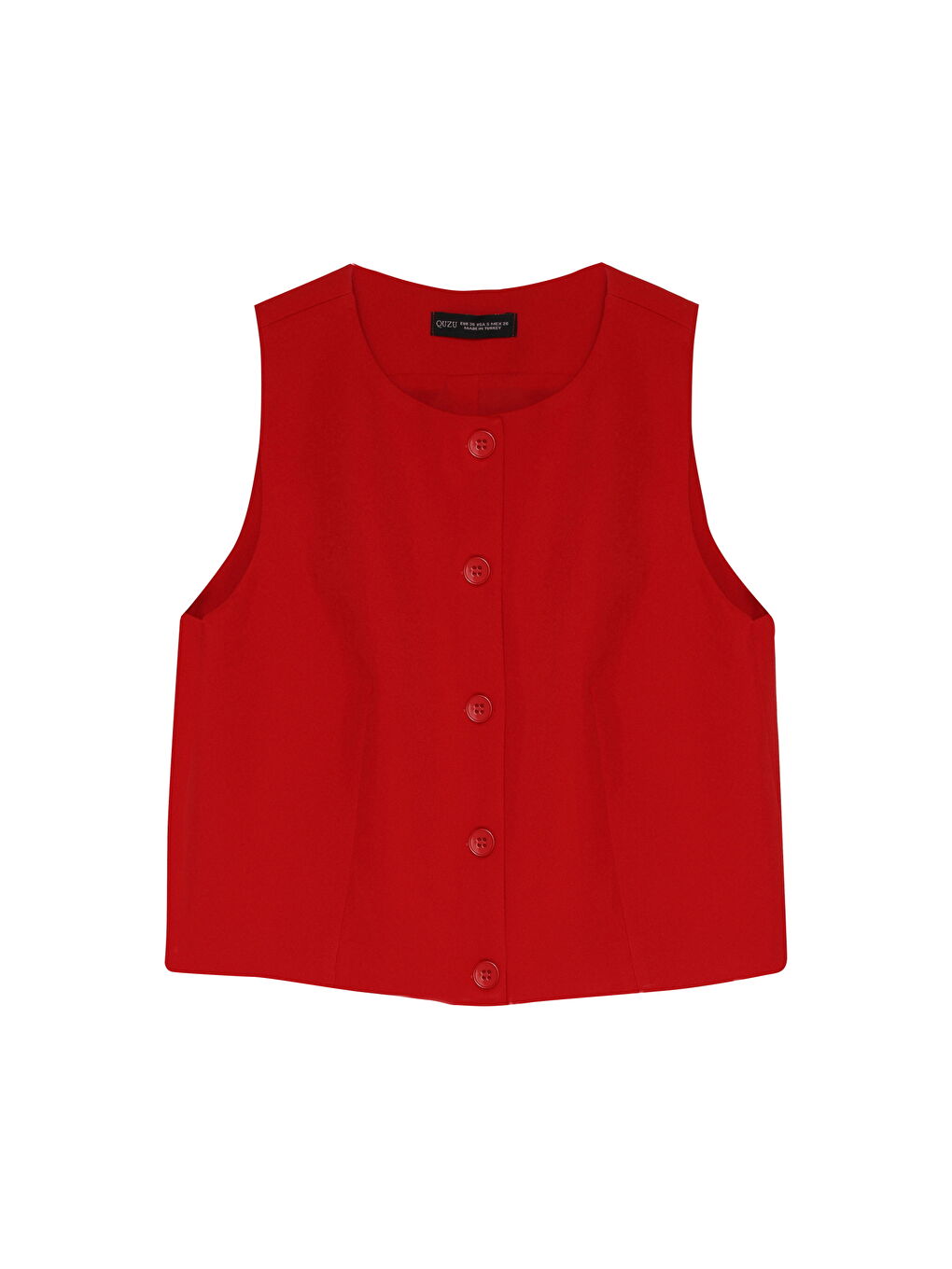 Düğme Detaylı Yelek Ceket Kırmızı