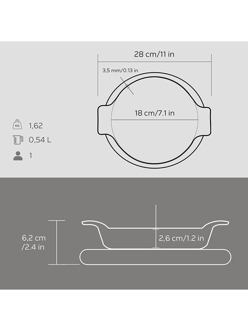 Siyah Yuvarlak Sahan Döküm Demir Yekpare Çift Kulplu Kayın Servis Ahşabı. Çap(Ø)18cm.-4