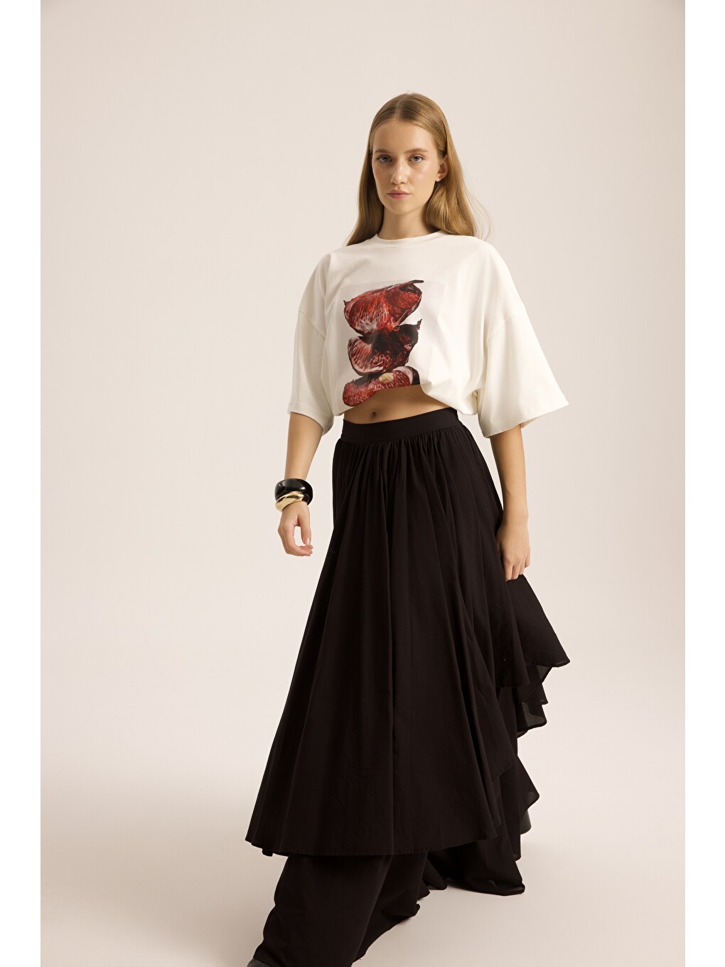 Pomelo Oversize Beyaz T-shirt-2