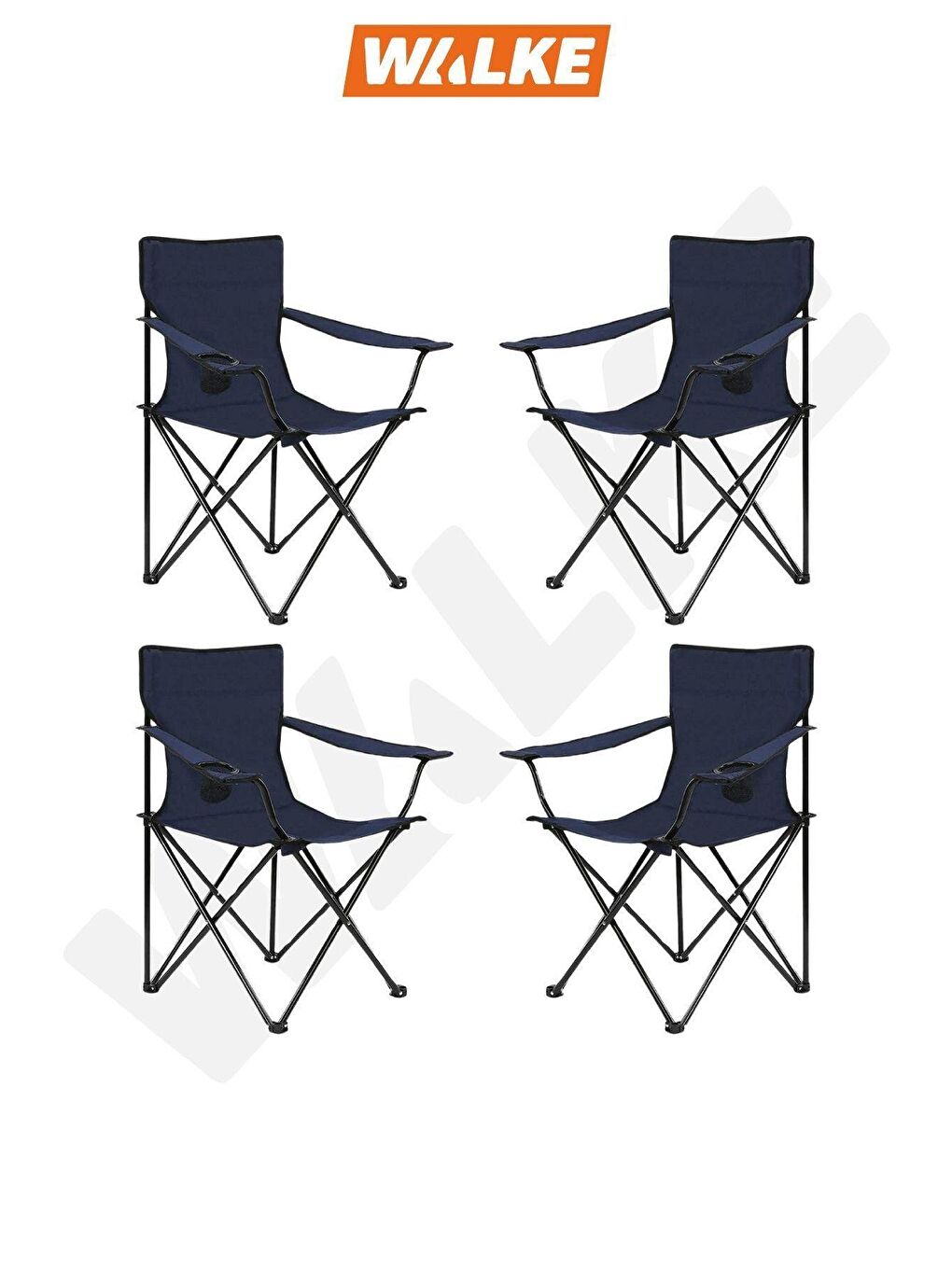 4 Lü Katlanabilir Kamp Sandalyesi Piknik Sandalyesi Plaj Sandalyesi Mavi Taşıma Çantalı-1