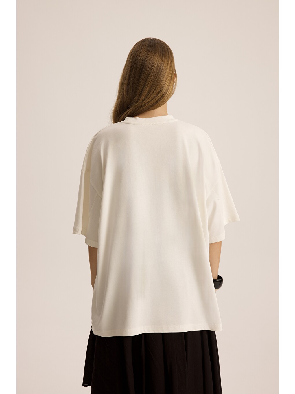 Pomelo Oversize Beyaz T-shirt-4