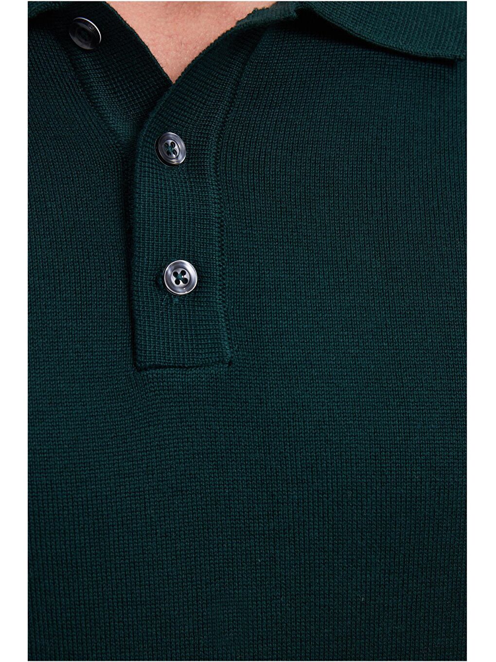 Erkek Standart Fit Normal Kesim Pamuklu Polo Yaka Yeşil Kazak-4