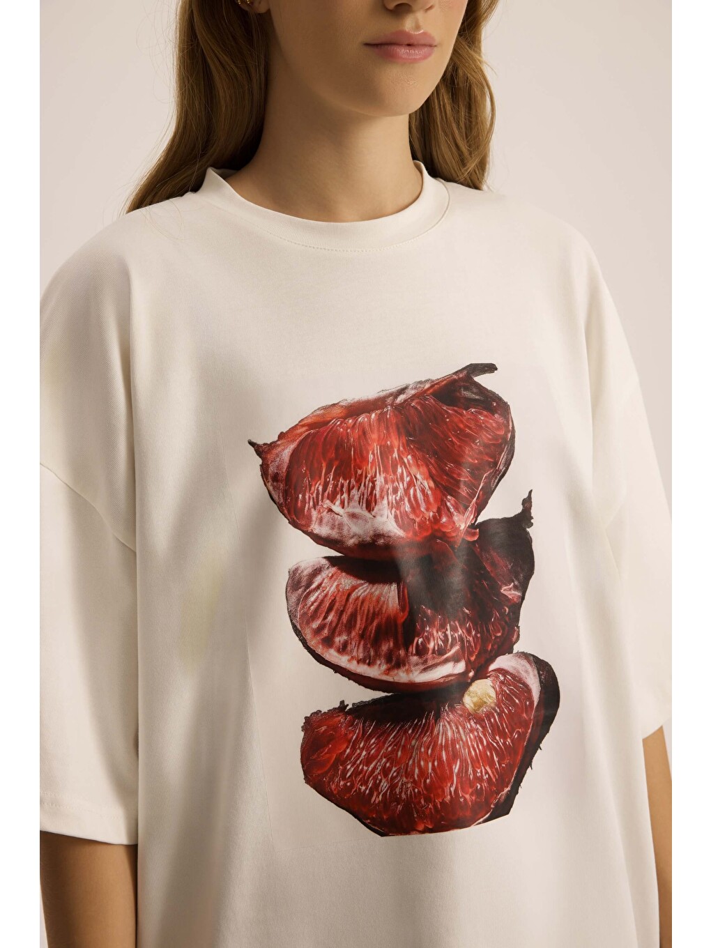 Pomelo Oversize Beyaz T-shirt-6