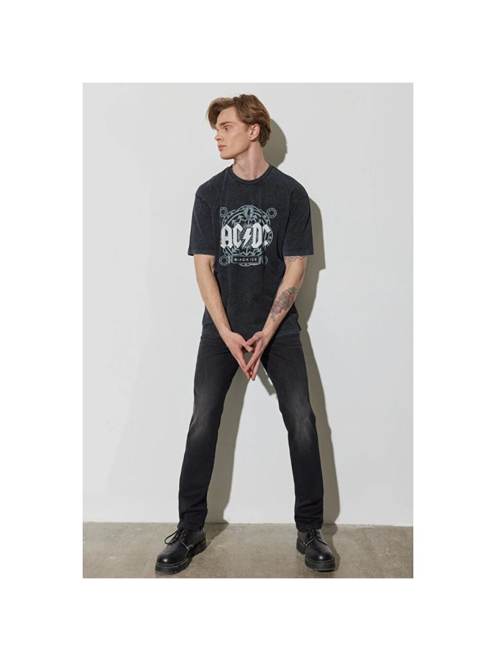 Erkek Siyah Bisiklet Yaka Spor Tişört-3