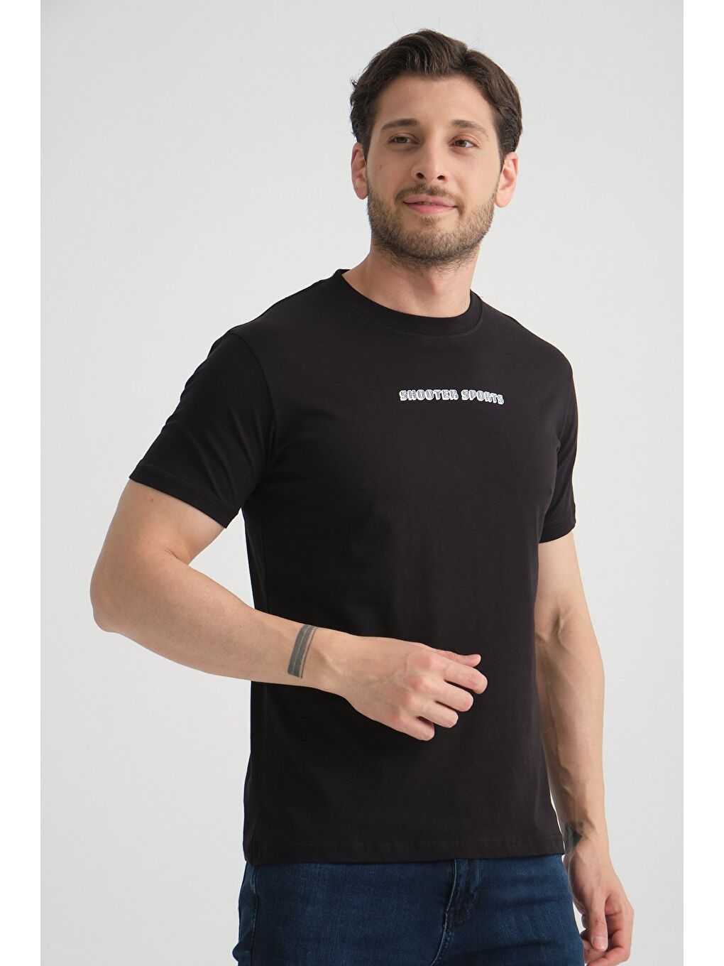 Siyah Erkek Bisiklet Yaka Tişört Premium Pamuklu Yüksek Kalite Regular Fit-5