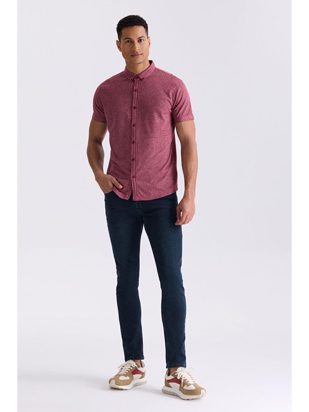 Bordo Slim Fit Gömlek-1
