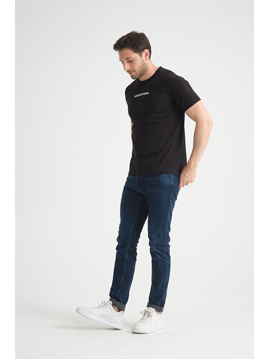 Siyah Erkek Bisiklet Yaka Tişört Premium Pamuklu Yüksek Kalite Regular Fit-6