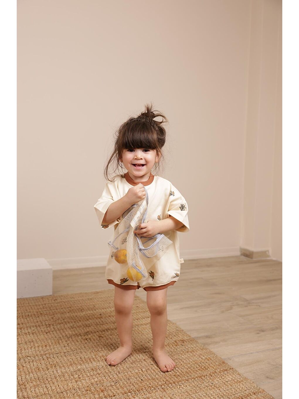 Bej Zeytin Baskılı Oversize Tulum-2