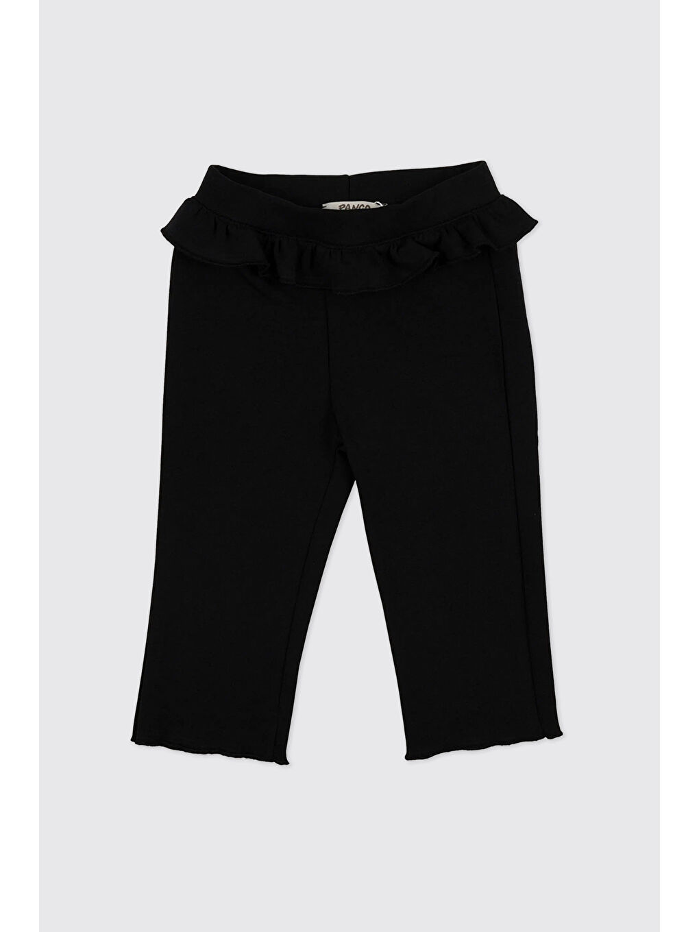 Kız Bebek Beli Lastikli Fırfır Detaylı Bol Paça Siyah Eşofman Alt