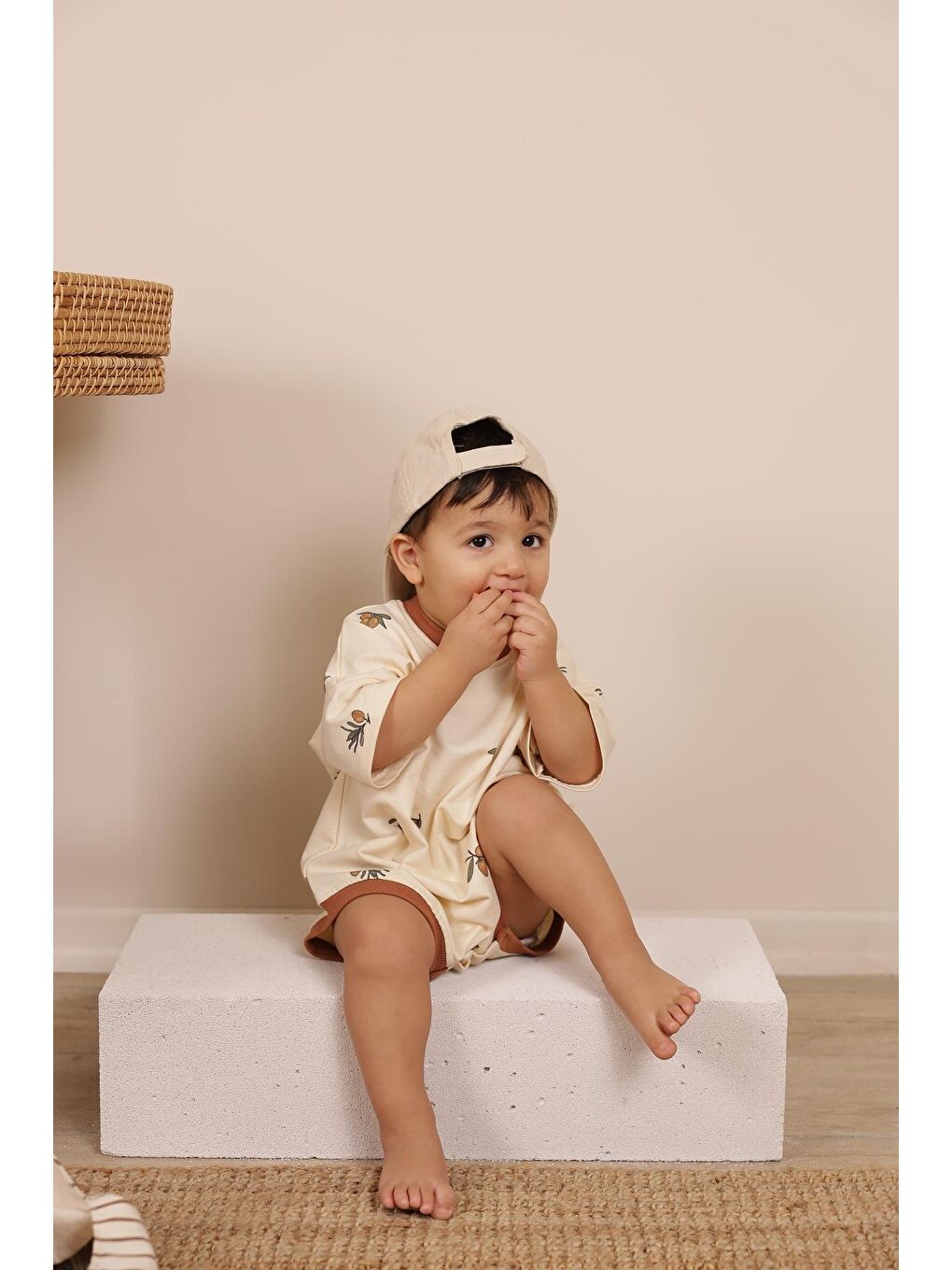 Bej Zeytin Baskılı Oversize Tulum-6